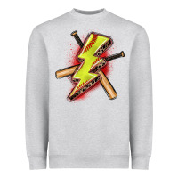 Heather Grey softball lightning bolt Heavyweight Sweatshirt - Zillion Design Studio