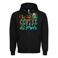 Black gıve me coffee and jesus Zipper Hoodie - AdoDesignShop