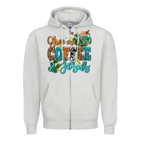 Dove Grey gıve me coffee and jesus Zipper Hoodie - AdoDesignShop