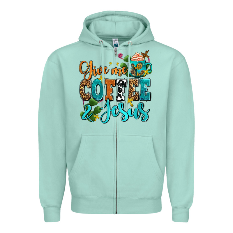 Gıve Me Coffee And Jesus Zipper Hoodie by AdoDesignShop | Teevron
