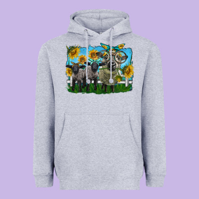 Cute Hempshire Sheep Family Heavyweight Hoodie Designed By Lillyallendesigns