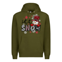 Army Green let it snow sowman snowflake Premium Hoodie - MaliasSmallBusiness