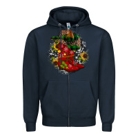 Navy Christmas Cowboy Boots Zipper Hoodie - JahusDesignShop