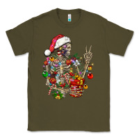 Army Green Christmas lights and skeleton Classic Tee - FaDigitalArtStudio