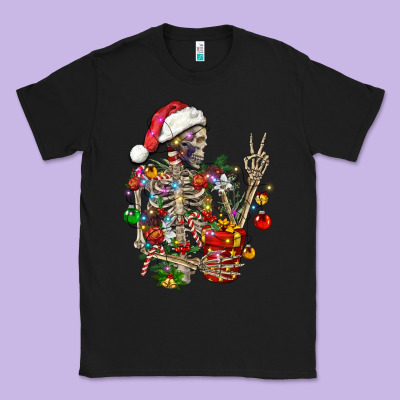 Christmas Lights And Skeleton Classic Tee Designed By Fadigitalartstudio