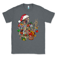 Charcoal Heather Christmas lights and skeleton Classic Tee - FaDigitalArtStudio