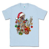 Dusty Blue Christmas lights and skeleton Classic Tee - FaDigitalArtStudio