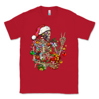 Red Christmas lights and skeleton Classic Tee - FaDigitalArtStudio