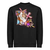 Black Louisiana Map Easter Bunny And Cross Heavyweight Sweatshirt - RanaPortraitStore