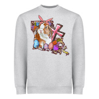 Heather Grey Louisiana Map Easter Bunny And Cross Heavyweight Sweatshirt - RanaPortraitStore
