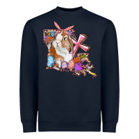 Navy Louisiana Map Easter Bunny And Cross Heavyweight Sweatshirt - RanaPortraitStore