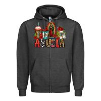 Charcoal Heather lady of guadalupe abuela coffee cups Zipper Hoodie - Jasminsmagicworld