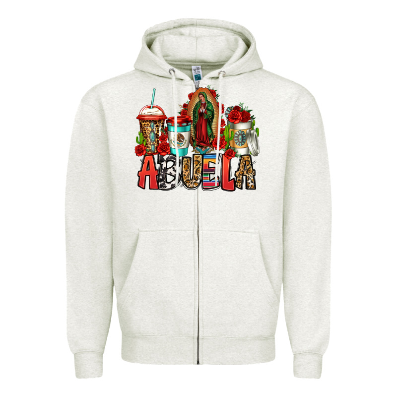 Lady Of Guadalupe Abuela Coffee Cups Zipper Hoodie by Jasminsmagicworld | Teevron