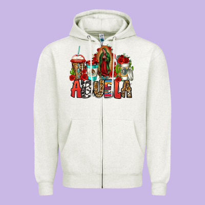 Lady Of Guadalupe Abuela Coffee Cups Zipper Hoodie Designed By Jasminsmagicworld
