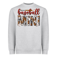 Heather Grey baseball mini with leopard Heavyweight Sweatshirt - texasbilliewilder