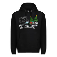 Black merry christmas truck Premium Hoodie - MaliasSmallBusiness