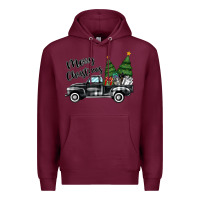 Burgundy merry christmas truck Premium Hoodie - MaliasSmallBusiness
