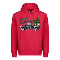 Cardinal merry christmas truck Premium Hoodie - MaliasSmallBusiness