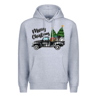 Heather Grey merry christmas truck Premium Hoodie - MaliasSmallBusiness