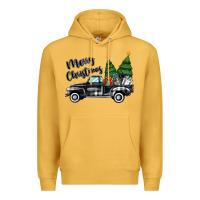 Mustard merry christmas truck Premium Hoodie - MaliasSmallBusiness