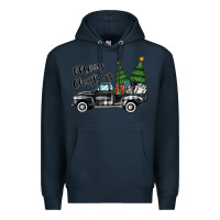 Navy merry christmas truck Premium Hoodie - MaliasSmallBusiness