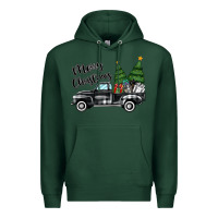 Sports Green merry christmas truck Premium Hoodie - MaliasSmallBusiness