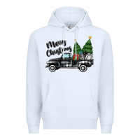 White merry christmas truck Premium Hoodie - MaliasSmallBusiness