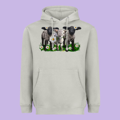 Baby Sheeps With Daisies Heavyweight Hoodie Designed By Lillyallendesigns