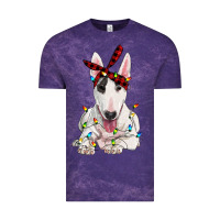 Cloud Purple bull terrier with christmas lights Vintage Tee - RanaPortraitStore