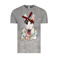 Cloud Rock bull terrier with christmas lights Vintage Tee - RanaPortraitStore
