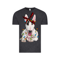 Bull Terrier With Christmas Lights Vintage Tee | Teevron