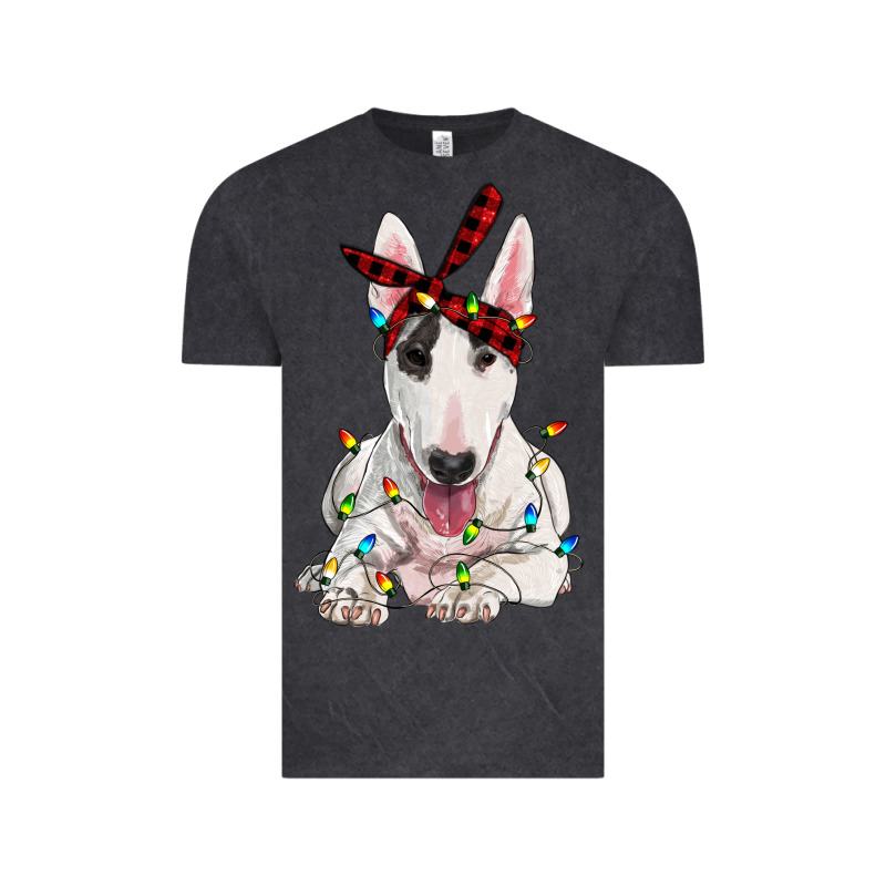 Bull Terrier With Christmas Lights Vintage Tee by RanaPortraitStore | Teevron