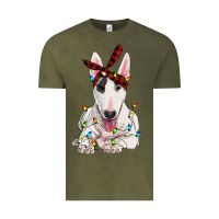 Vintage Olive bull terrier with christmas lights Vintage Tee - RanaPortraitStore