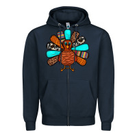 Navy Thanksgiving Turkey Zipper Hoodie - JahusDesignShop