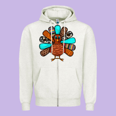 Thanksgiving Turkey Zipper Hoodie Designed By Jahusdesignshop