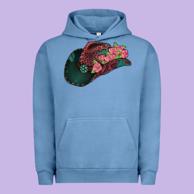 Leopard Flowers Cowboy Hat Urban Hoodie Designed By Jasminsmagicworld