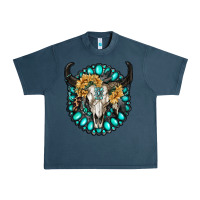 Midnight Navy gamestone with bull skull Urban Heavy Tee - RanaPortraitStore