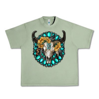 Oil Green gamestone with bull skull Urban Heavy Tee - RanaPortraitStore
