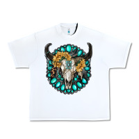 White gamestone with bull skull Urban Heavy Tee - RanaPortraitStore
