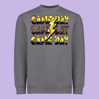 Game Day Game Day Softball Lightning Bolt Heavyweight Sweatshirt Designed By Zillion Design Studio