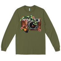 Army Green floral eucalyptus film roll vintage camera Long Sleeve Tee - FaDigitalArtStudio