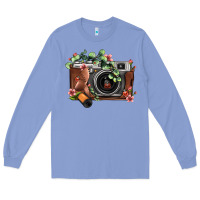Colony Blue floral eucalyptus film roll vintage camera Long Sleeve Tee - FaDigitalArtStudio