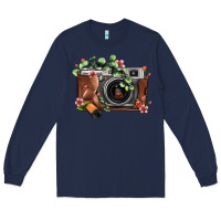 Navy floral eucalyptus film roll vintage camera Long Sleeve Tee - FaDigitalArtStudio