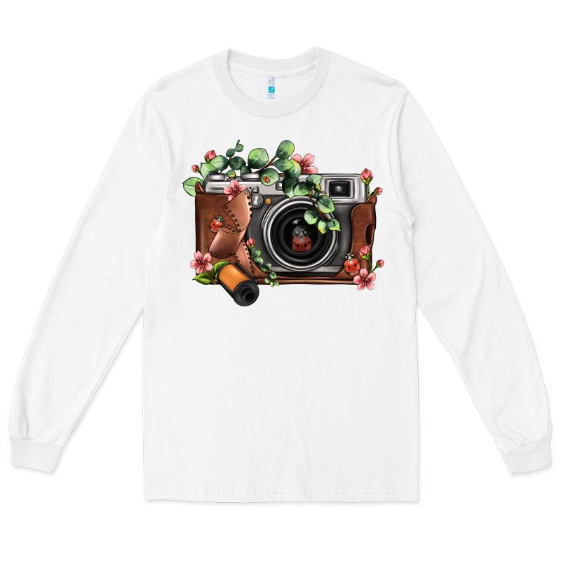 Floral Eucalyptus Film Roll Vintage Camera Long Sleeve Tee by FaDigitalArtStudio | Teevron