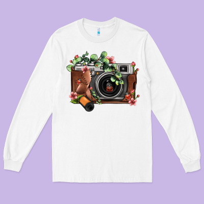 Floral Eucalyptus Film Roll Vintage Camera Long Sleeve Tee Designed By Fadigitalartstudio