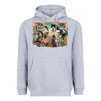 Heather Grey 3 western horses running free Heavyweight Hoodie - LillyAllenDesigns