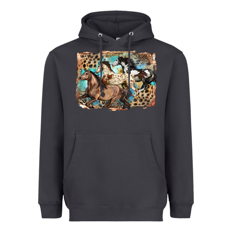 3 Western Horses Running Free Heavyweight Hoodie by LillyAllenDesigns | Teevron