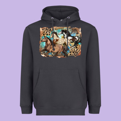 3 Western Horses Running Free Heavyweight Hoodie Designed By Lillyallendesigns