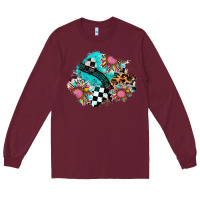 Burgundy race sunflower patches Long Sleeve Tee - AdoDesignShop