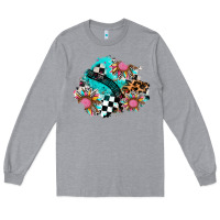 Heather Grey race sunflower patches Long Sleeve Tee - AdoDesignShop